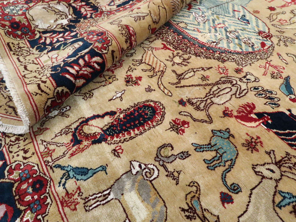 Vintage Indo Tabriz Pictorial Rug, No.19012 - Gss