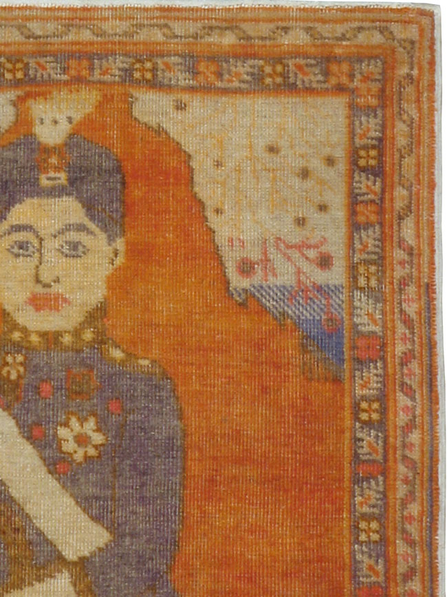 Vintage Persian Tabriz Pictorial Rug, No.19035 - Gss