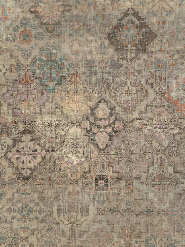 Antique Persian Silk Kashan Accent Carpet, No.19036 - Gss