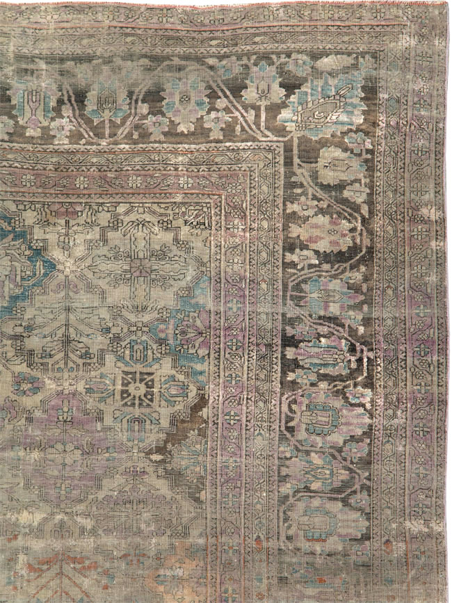 Antique Persian Silk Kashan Accent Carpet, No.19036 - Gss
