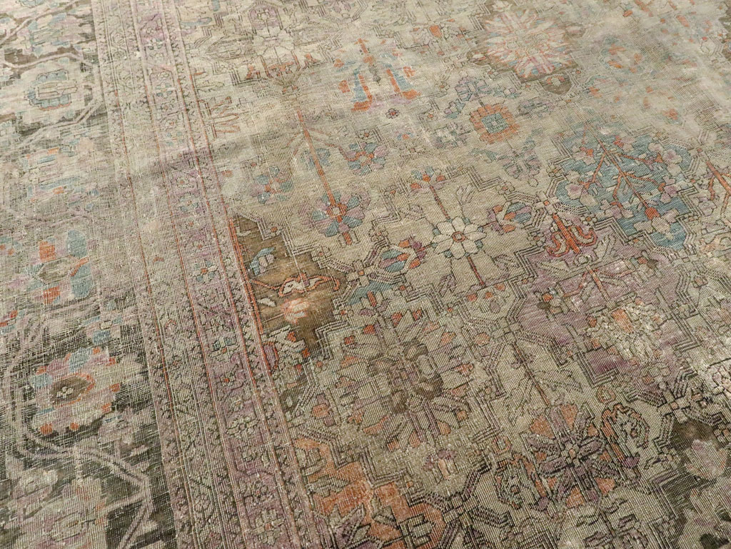 Antique Persian Silk Kashan Accent Carpet, No.19036 - Gss