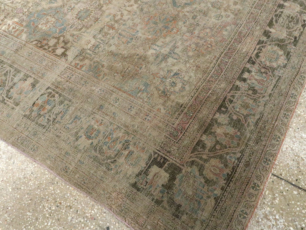 Antique Persian Silk Kashan Accent Carpet, No.19036 - Gss
