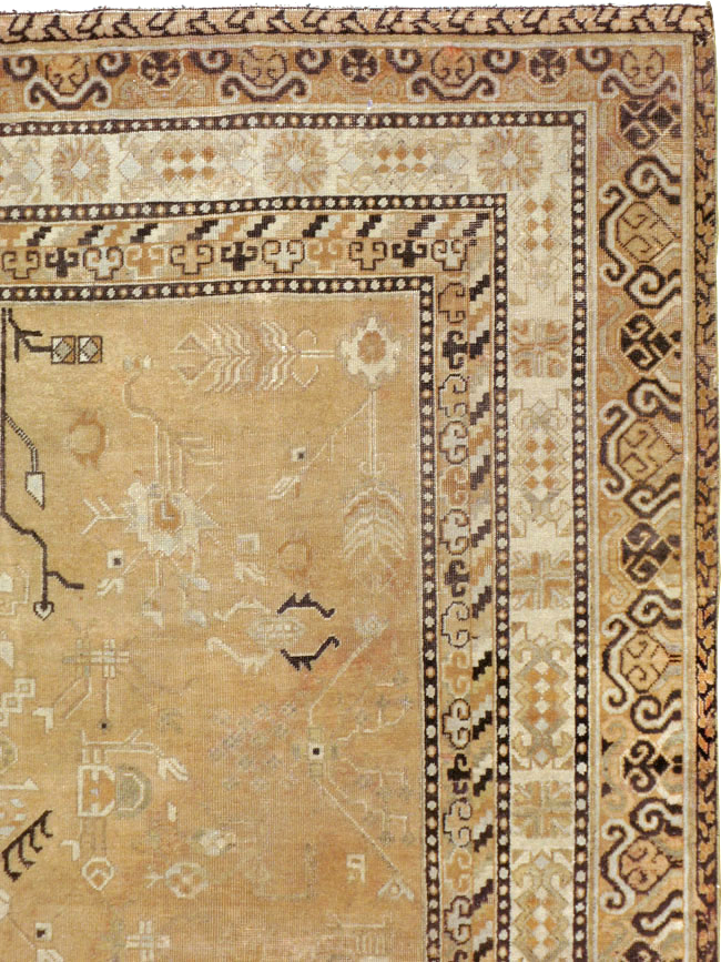 Antique East Turkestan Khotan Carpet, No.19052 - Gss