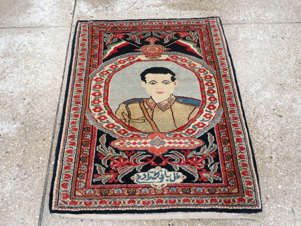 Vintage Persian Qazvin Pictorial Rug, No.19076 - Gss