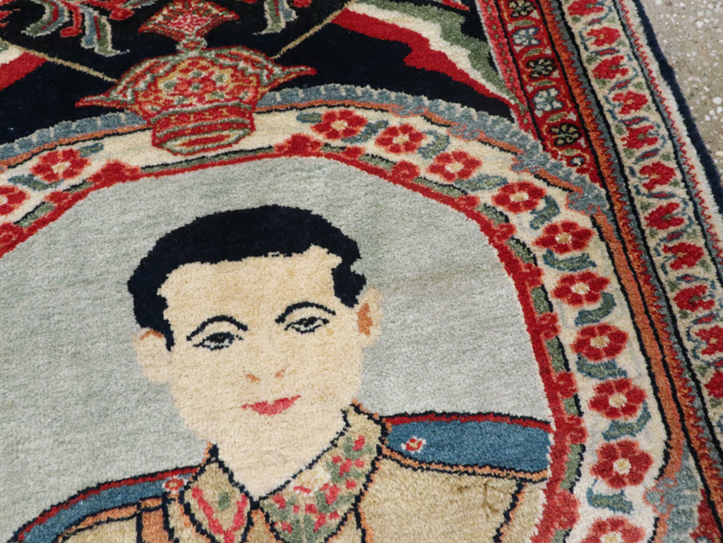 Vintage Persian Qazvin Pictorial Rug, No.19076 - Gss