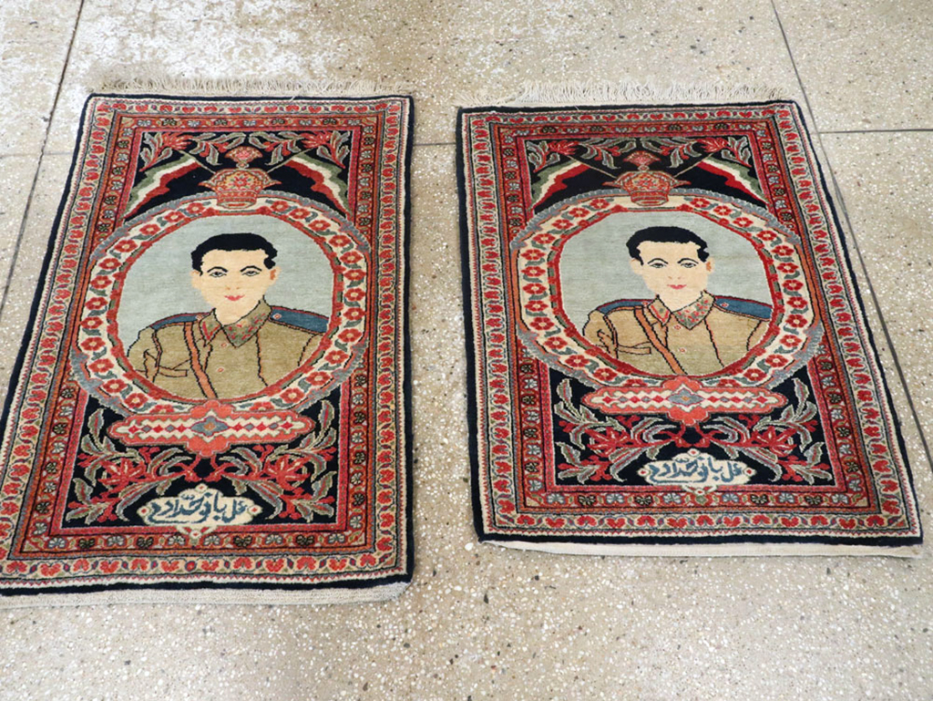 Vintage Persian Qazvin Pictorial Rug, No.19076 - Gss
