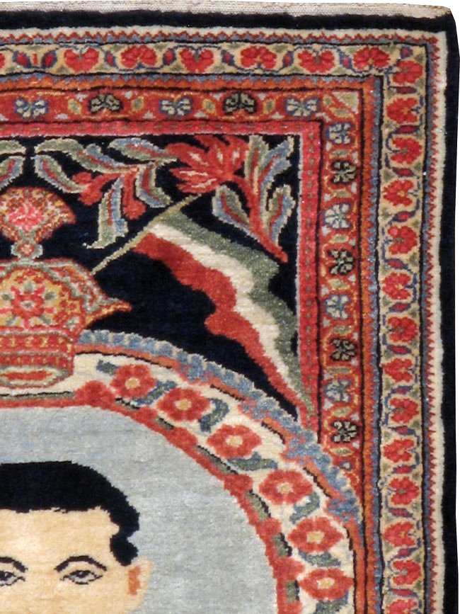 Vintage Persian Qazvin Pictorial Rug, No.19077 - Gss