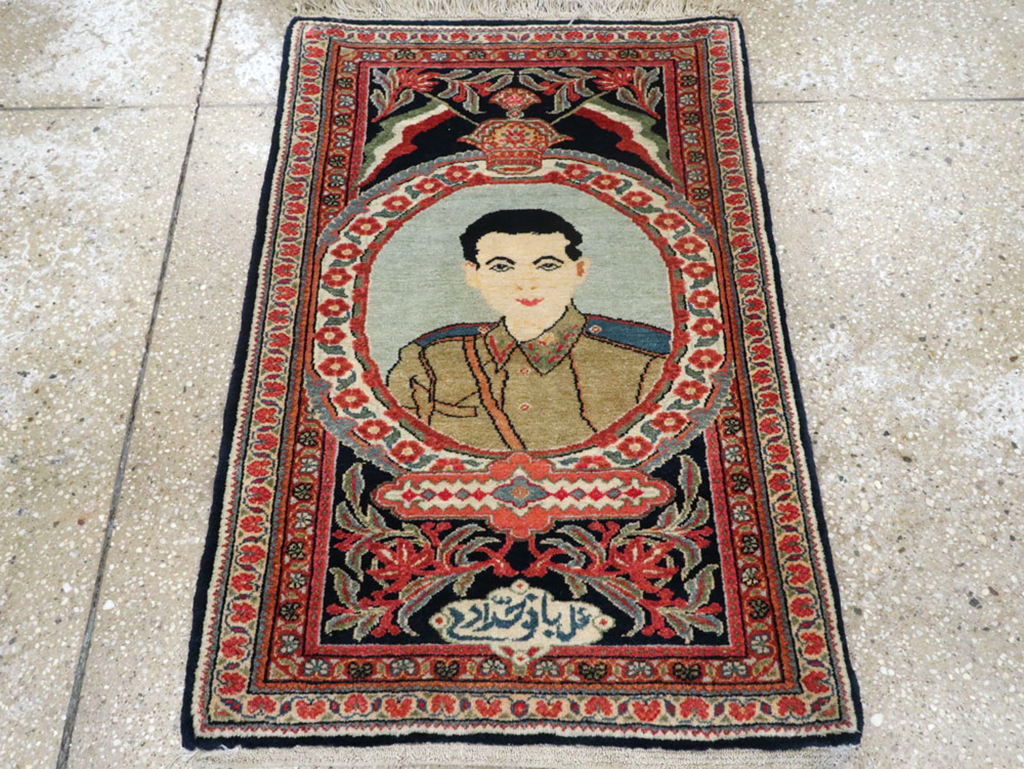 Vintage Persian Qazvin Pictorial Rug, No.19077 - Gss