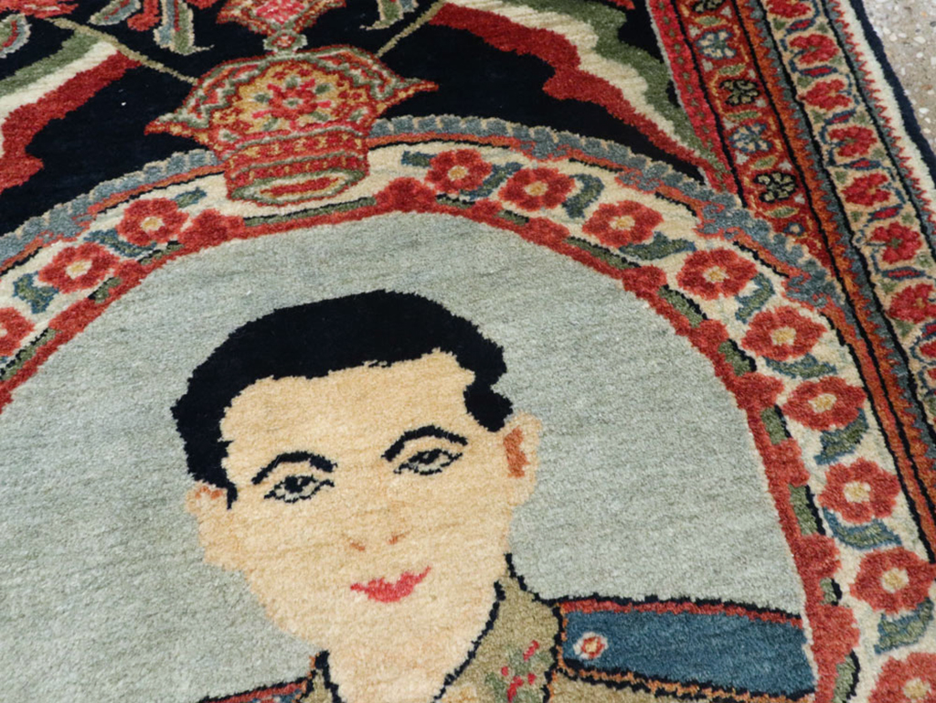 Vintage Persian Qazvin Pictorial Rug, No.19077 - Gss