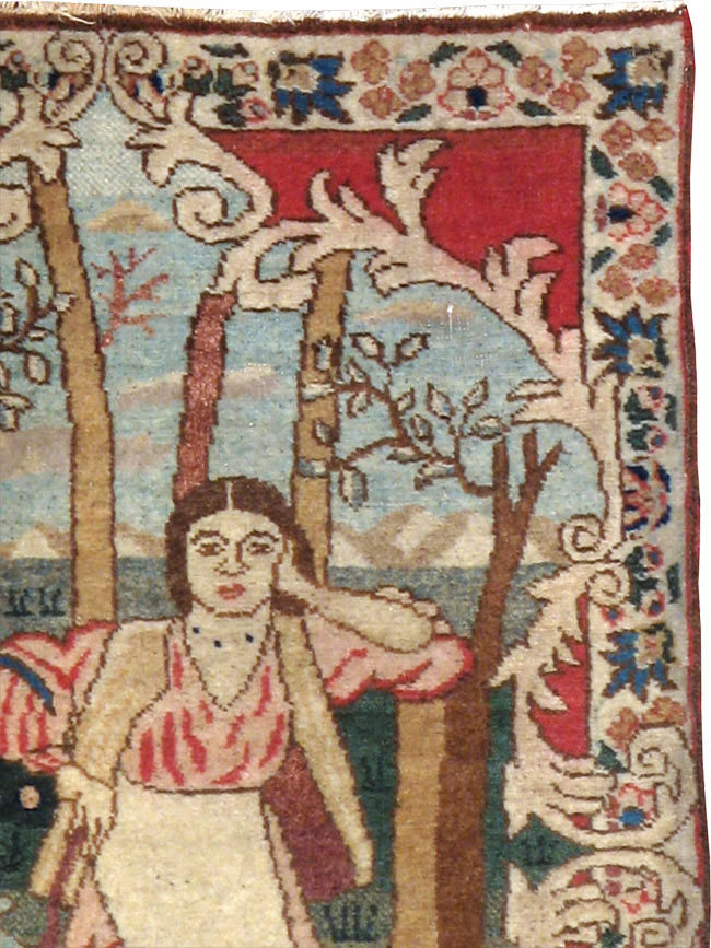 Antique Persian Tabriz Pictorial Rug, No.19078 - Gss