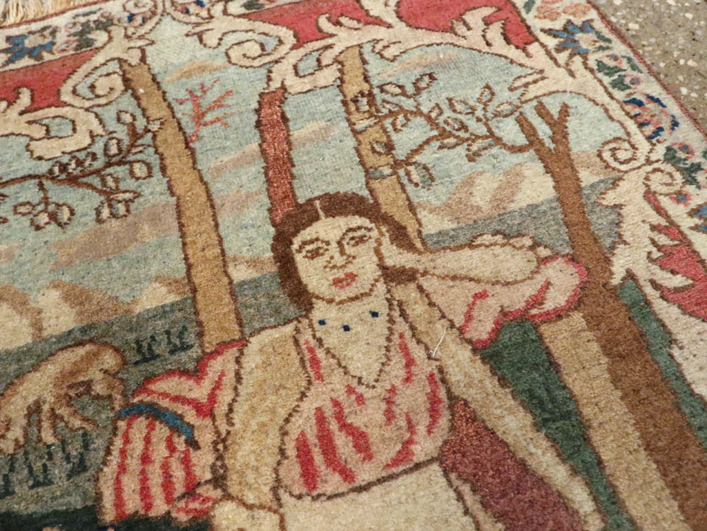Antique Persian Tabriz Pictorial Rug, No.19078 - Gss