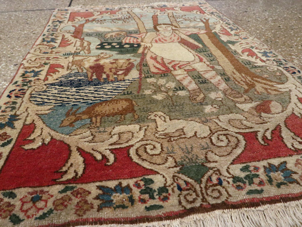 Antique Persian Tabriz Pictorial Rug, No.19078 - Gss