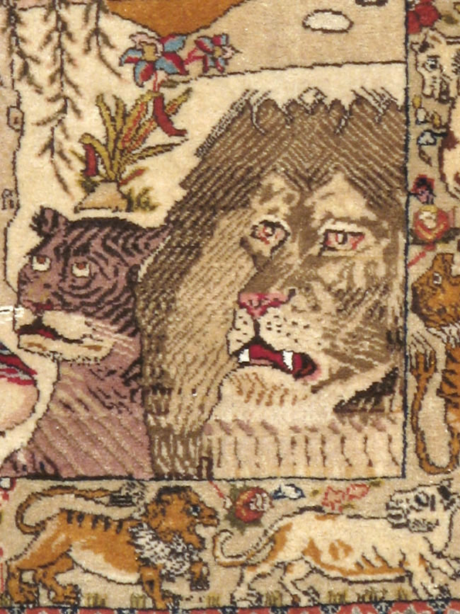 Vintage Persian Tabriz Pictorial Rug, No.19079 - Gss