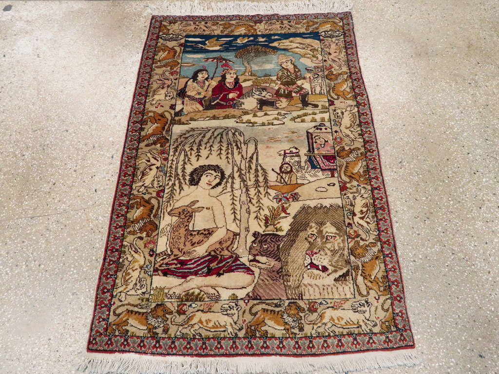 Vintage Persian Tabriz Pictorial Rug, No.19079 - Gss