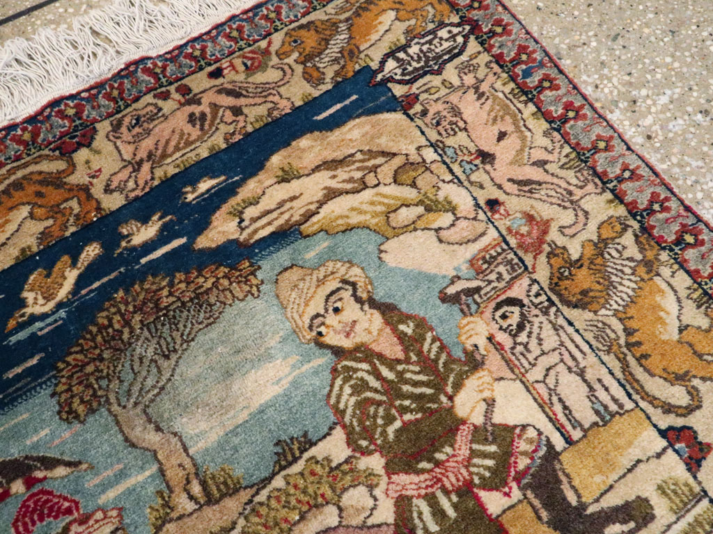 Vintage Persian Tabriz Pictorial Rug, No.19079 - Gss