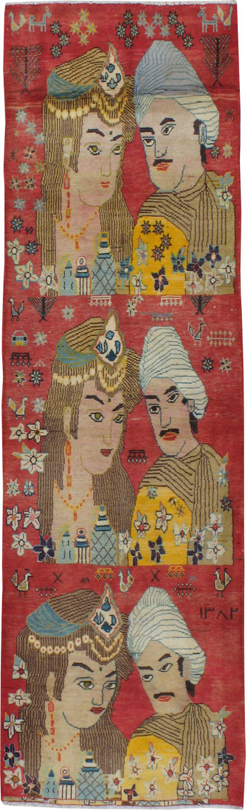 Vintage Persian Tabriz Pictorial Rug, No.19080 - Gss