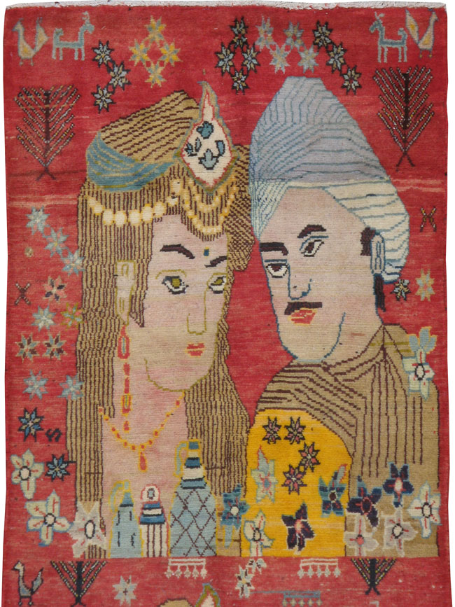 Vintage Persian Tabriz Pictorial Rug, No.19080 - Gss