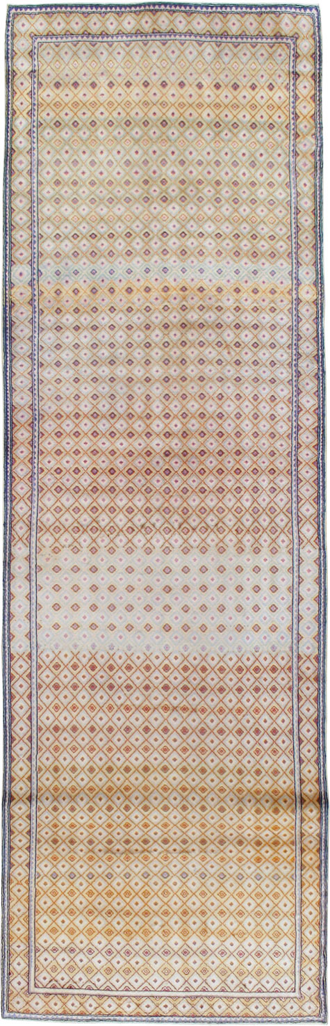 Vintage Persian Kashan Deco Wide Gallery Runner, No.19196 - Gss