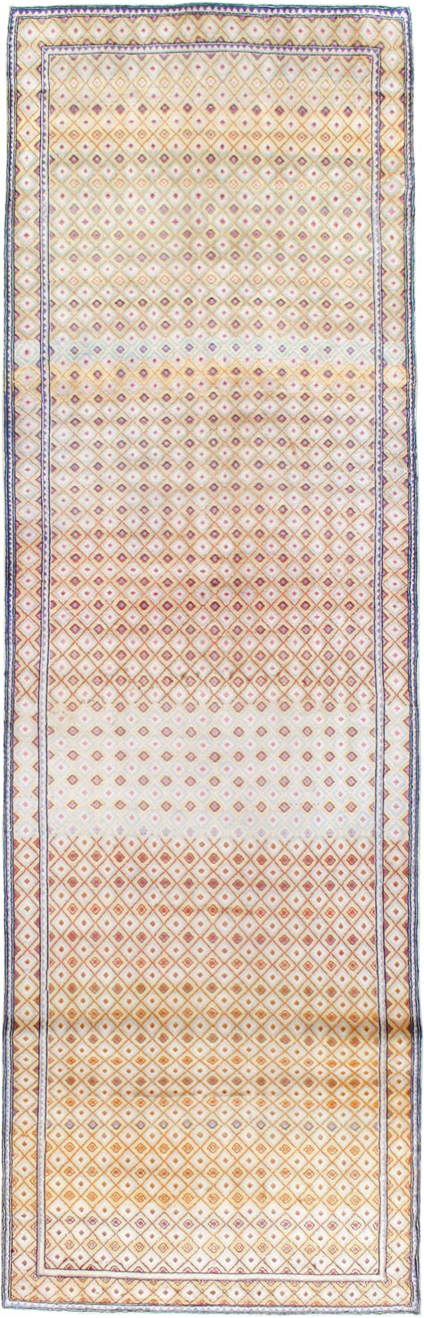 Vintage Persian Kashan Deco Wide Gallery Runner, No.19196 - Gss