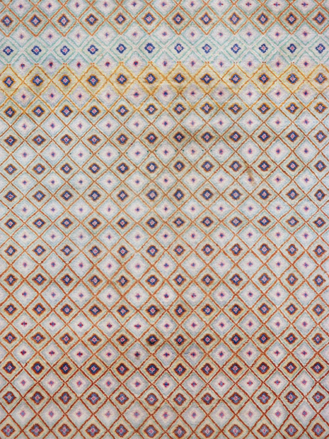 Vintage Persian Kashan Deco Wide Gallery Runner, No.19196 - Gss