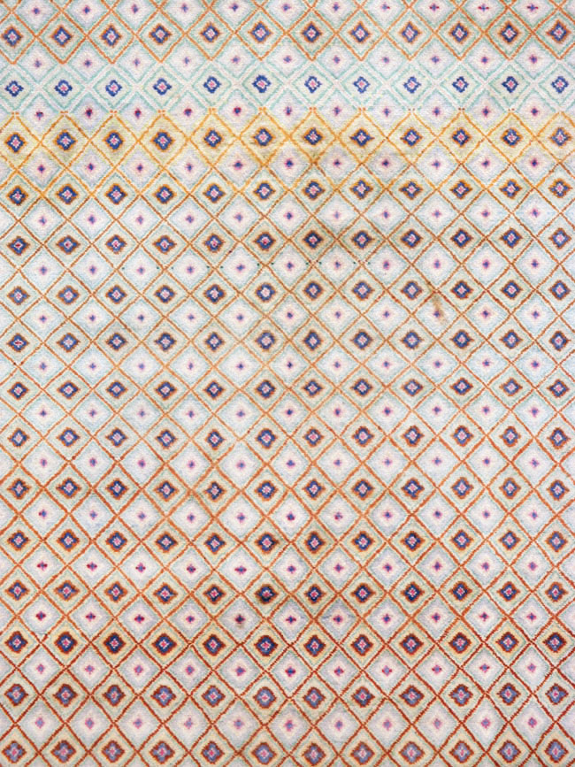 Vintage Persian Kashan Deco Wide Gallery Runner, No.19196 - Gss