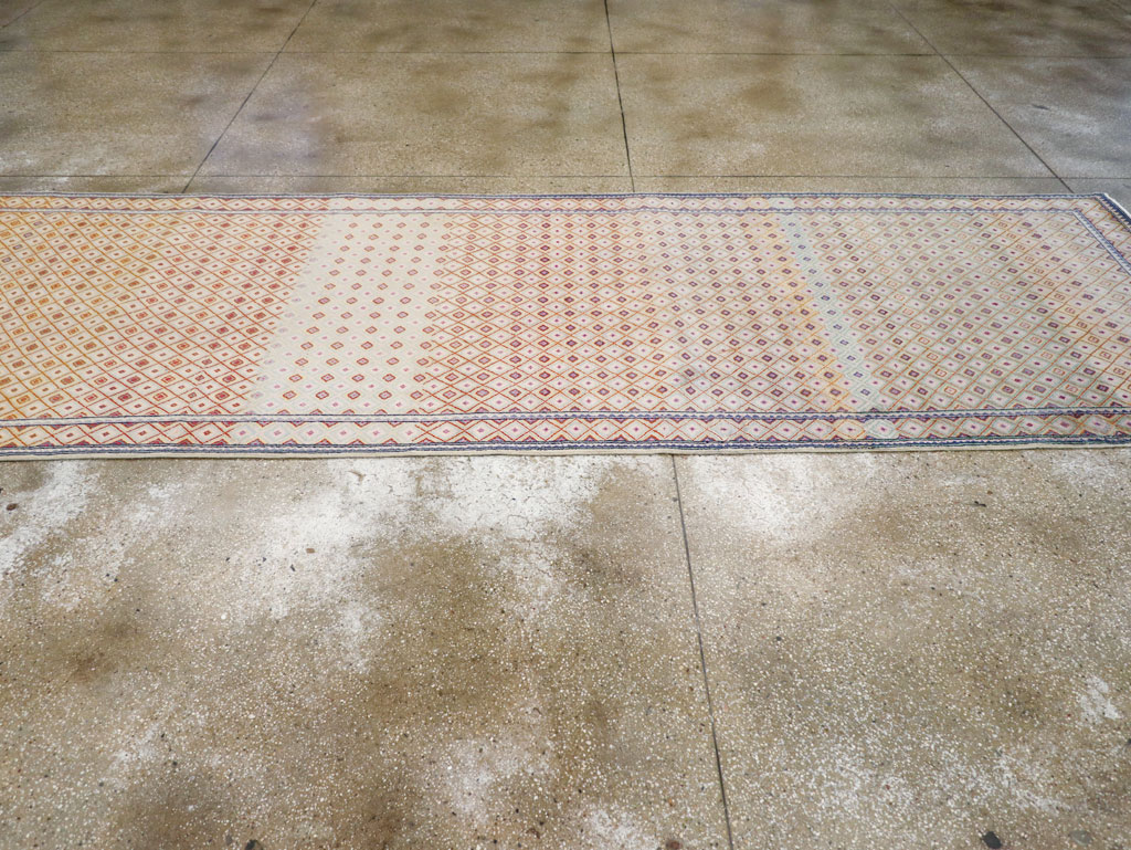 Vintage Persian Kashan Deco Wide Gallery Runner, No.19196 - Gss