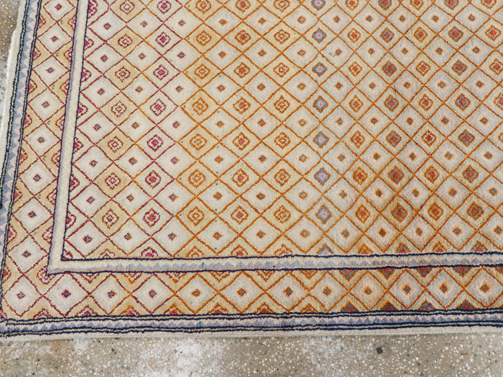 Vintage Persian Kashan Deco Wide Gallery Runner, No.19196 - Gss