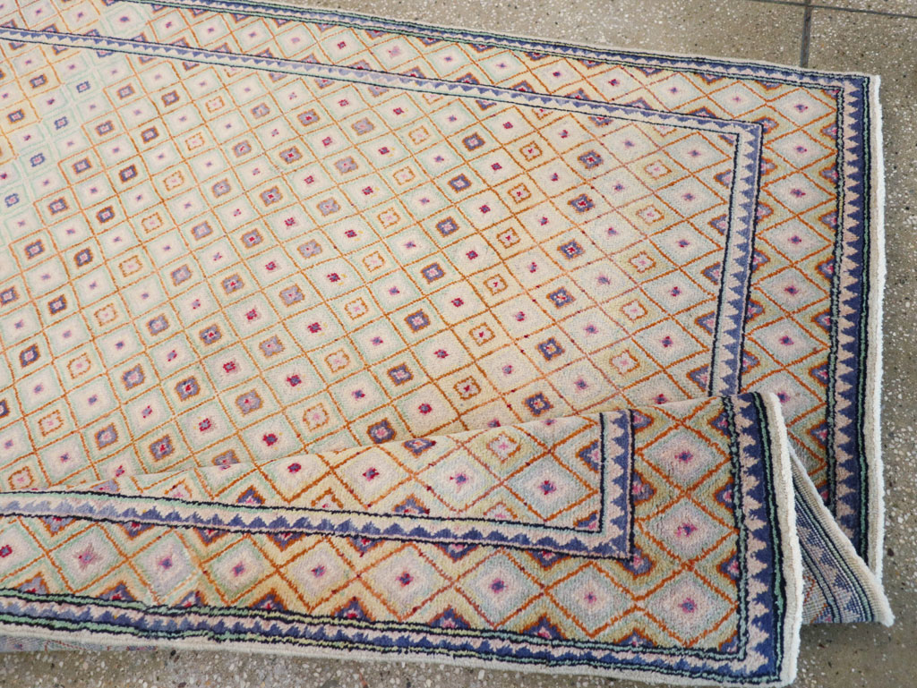 Vintage Persian Kashan Deco Wide Gallery Runner, No.19196 - Gss