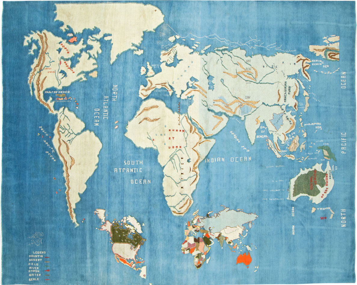 Vintage Persian Mashad Map Carpet, No.19249 - Gss