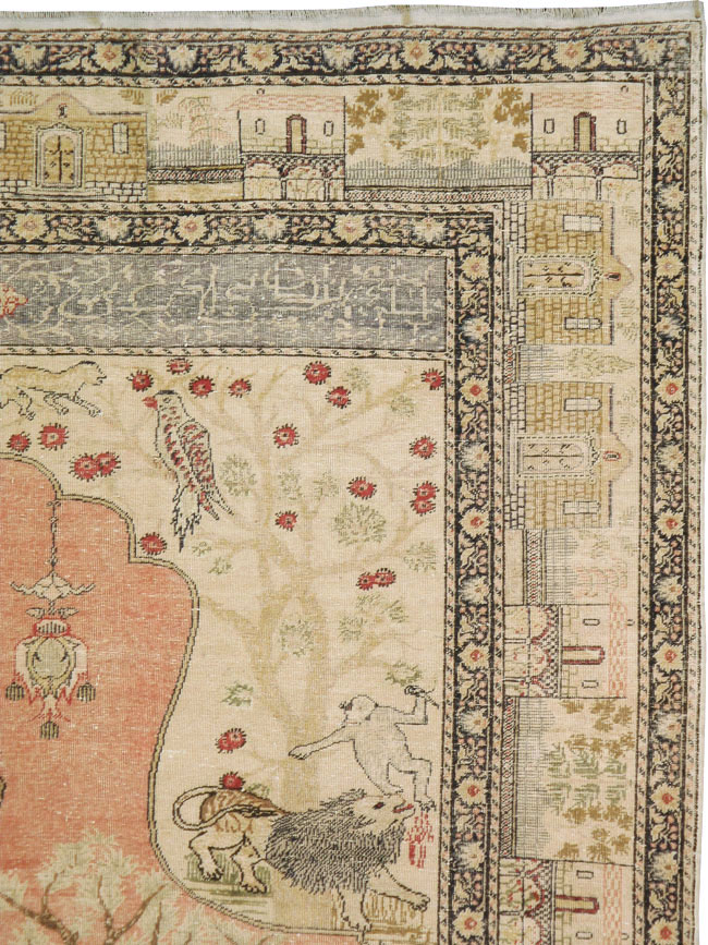 Antique Turkish Kayseri Pictorial Carpet, No.19264 - Gss