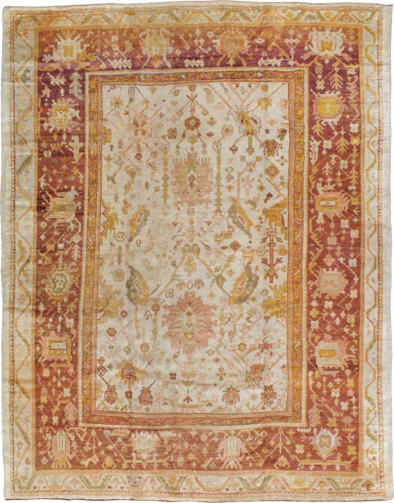 Antique Turkish Oushak Carpet, No.19942 - Gss