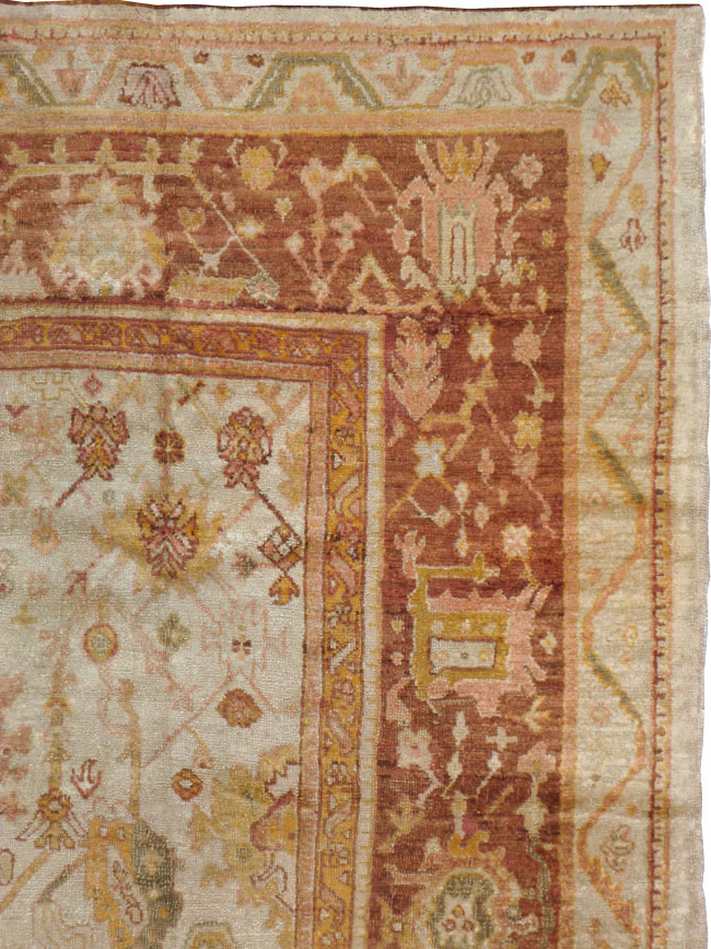 Antique Turkish Oushak Carpet, No.19942 - Gss