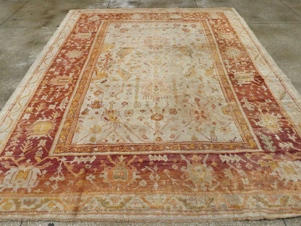 Antique Turkish Oushak Carpet, No.19942 - Gss