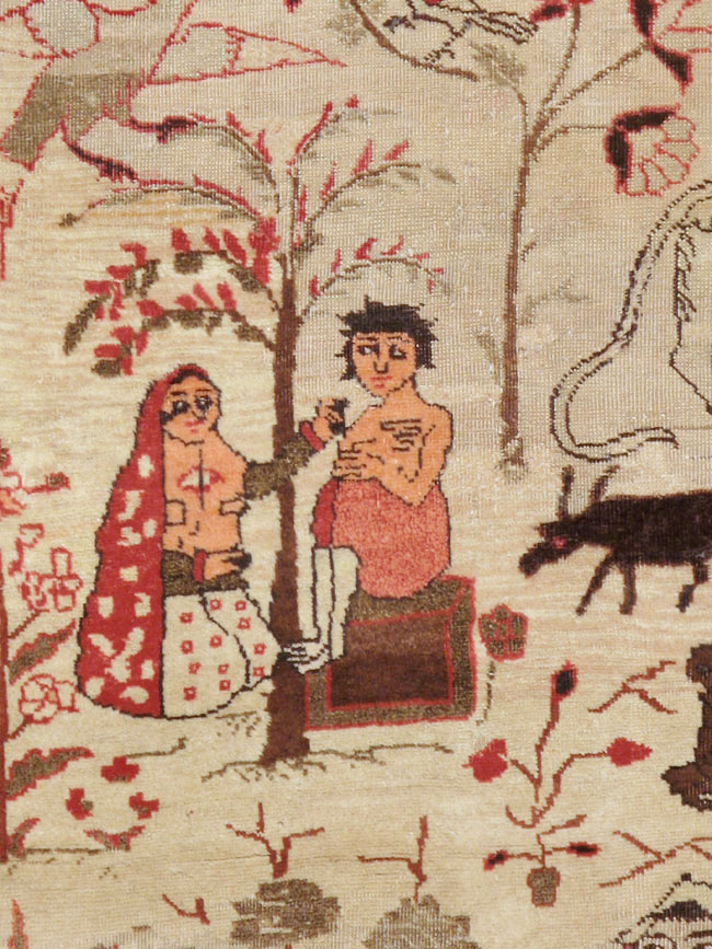 Vintage Persian Kerman Pictorial Rug, No.19976 - Gss