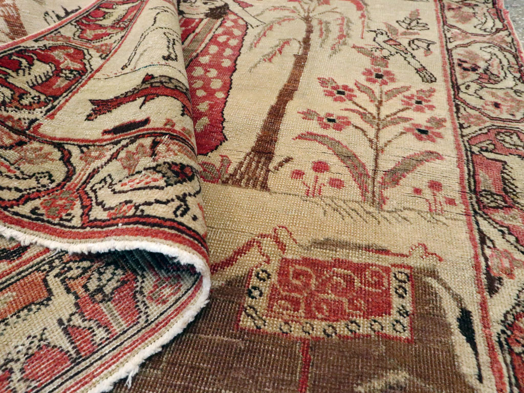 Vintage Persian Kerman Pictorial Rug, No.19976 - Gss