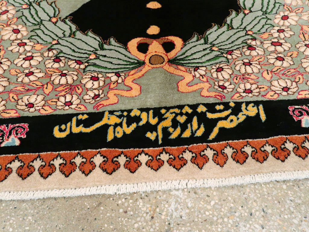 Vintage Persian Tabriz King George V Pictorial Rug, No.20021 - Gss