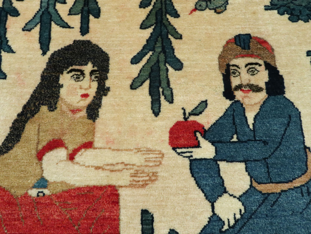 Vintage Persian Kashan Pictorial Rug, No.20024 - Gss