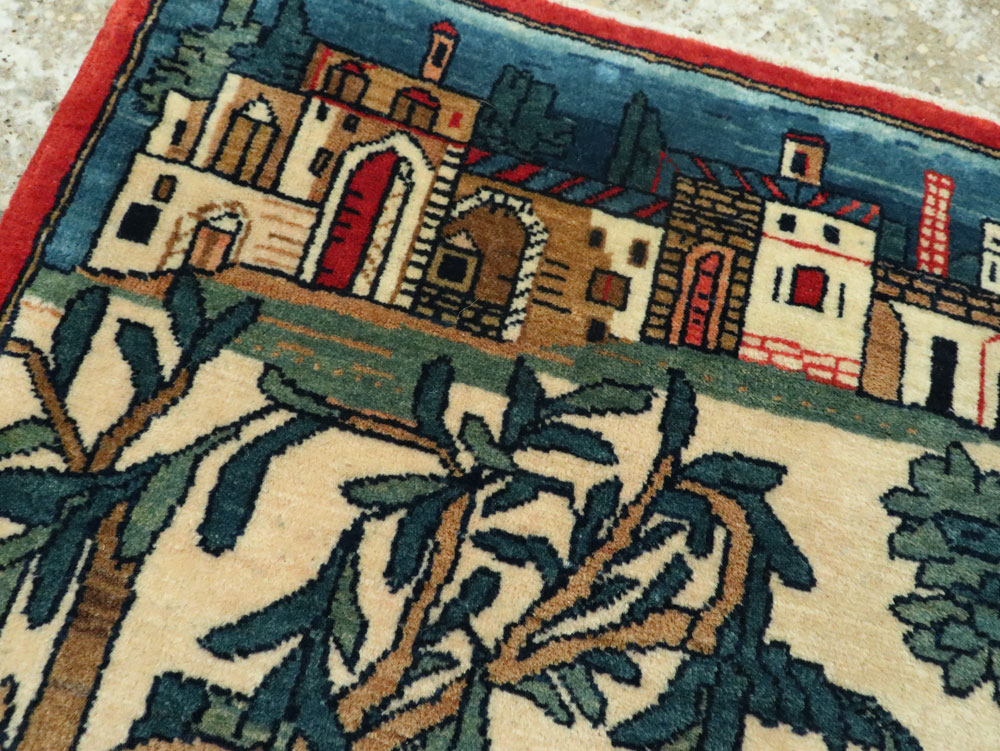 Vintage Persian Kashan Pictorial Rug, No.20024 - Gss