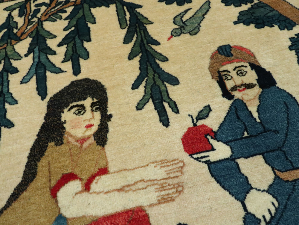 Vintage Persian Kashan Pictorial Rug, No.20026 - Gss