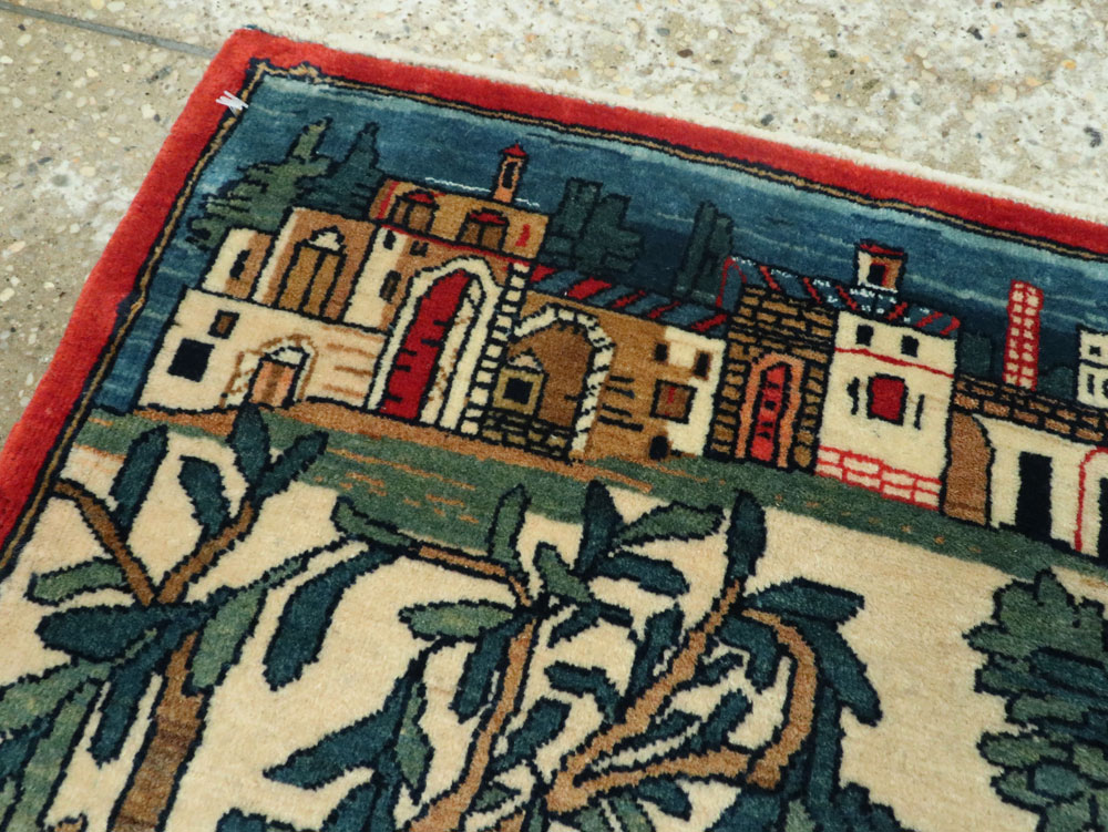 Vintage Persian Kashan Pictorial Rug, No.20026 - Gss