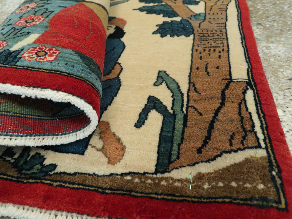 Vintage Persian Kashan Pictorial Rug, No.20026 - Gss