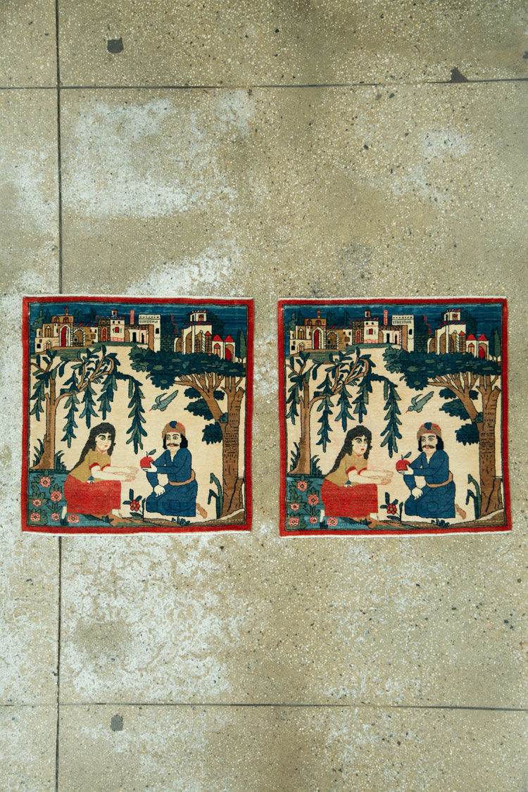 Vintage Persian Kashan Pictorial Rug, No.20026 - Gss