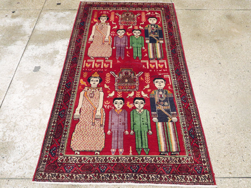 Vintage Persian Pictorial Malayer Rug, No.20057 - Gss