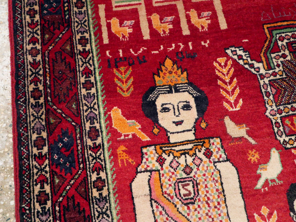 Vintage Persian Pictorial Malayer Rug, No.20057 - Gss