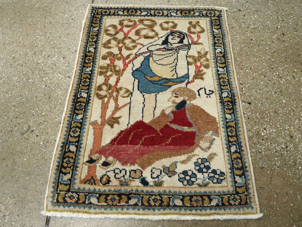 Vintage Persian Tabriz Pictorial Rug, No.20090 - Gss
