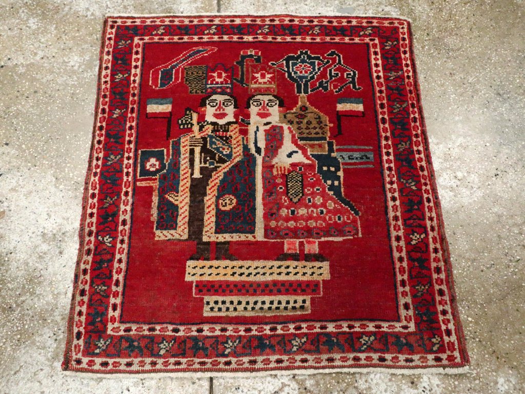 Antique Persian Heriz Pictorial Rug (Pair: 1 of 2), No.20091 - Gss