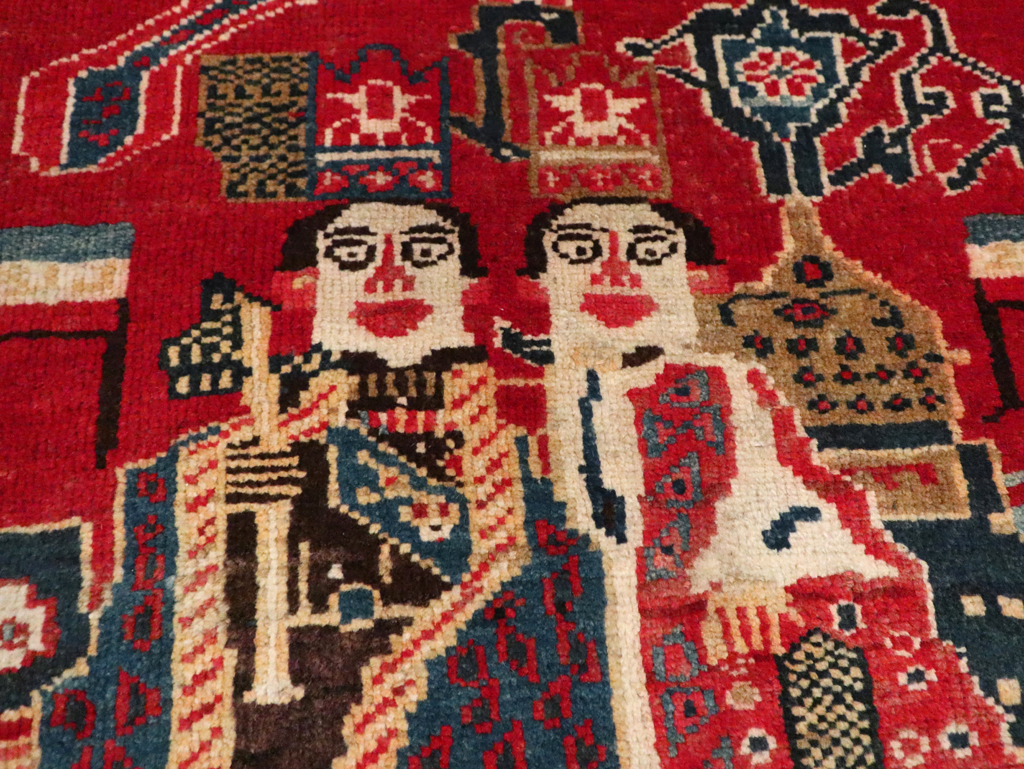 Antique Persian Heriz Pictorial Rug (Pair: 1 of 2), No.20091 - Gss