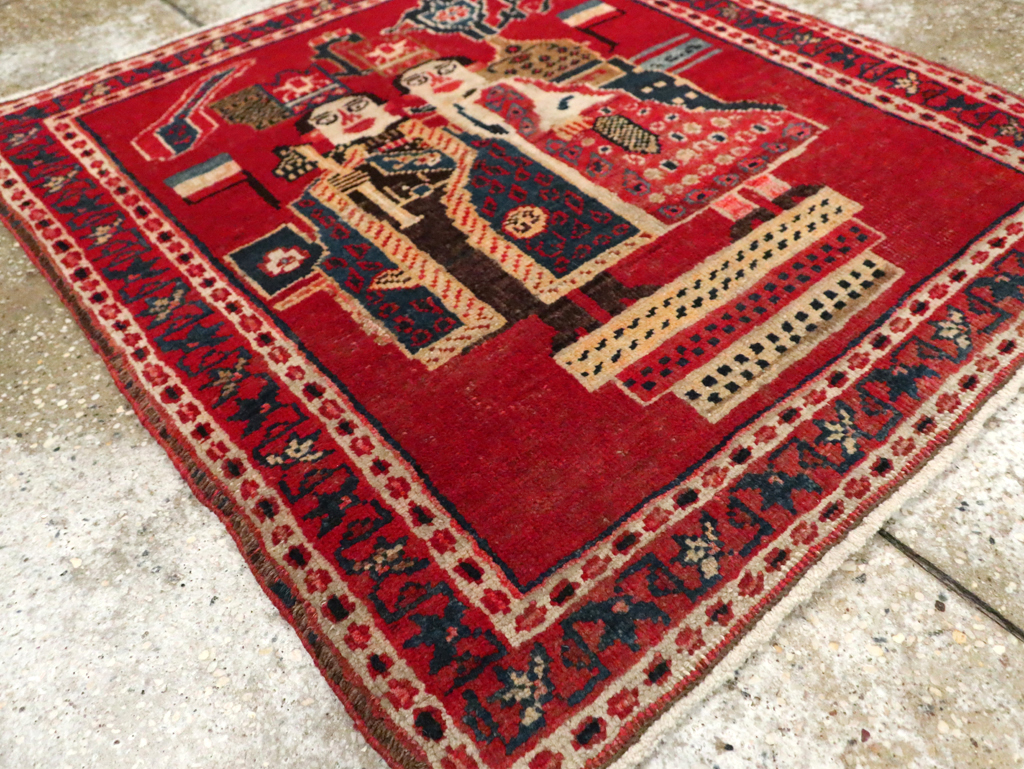 Antique Persian Heriz Pictorial Rug (Pair: 1 of 2), No.20091 - Gss