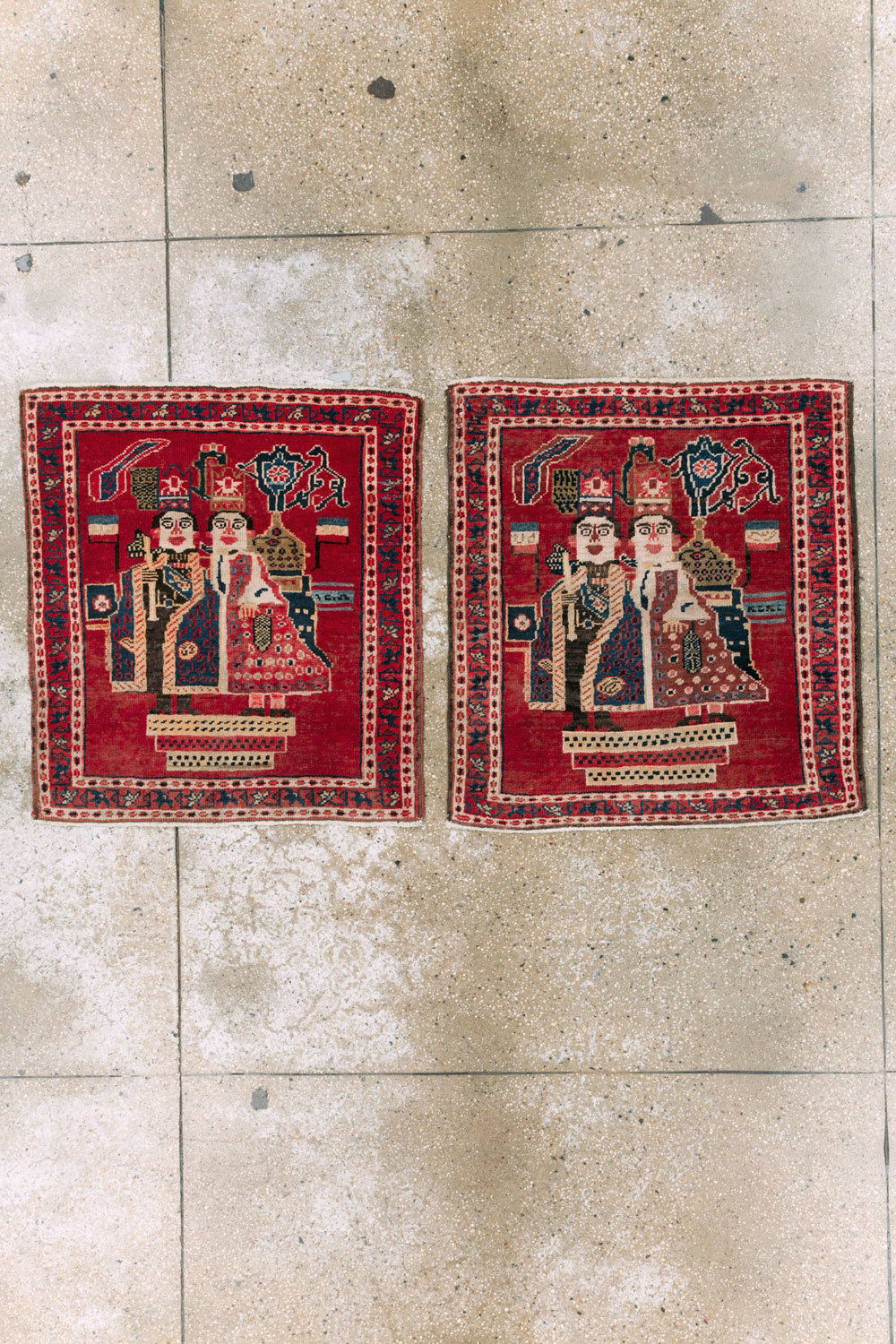 Antique Persian Heriz Pictorial Rug (Pair: 1 of 2), No.20091 - Gss