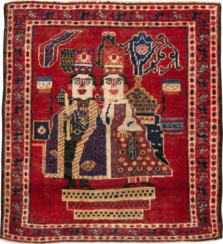 Antique Persian Heriz Pictorial Rug (Pair: 2 of 2), No.20092 - Gss